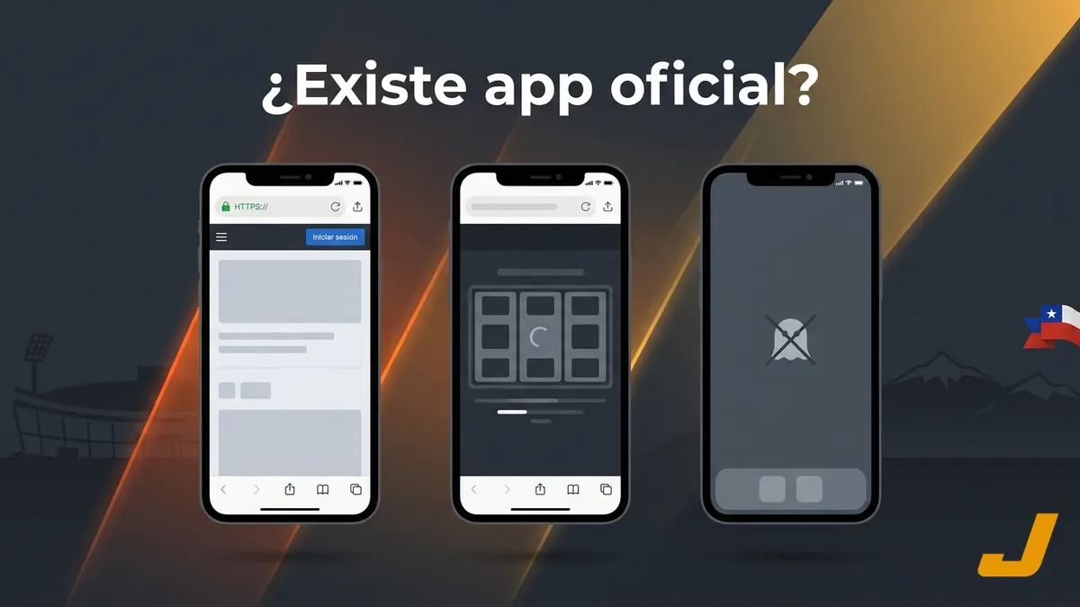 Tres pantallas de celular mostrando que Juegalopro Chile se usa desde el navegador, sin aplicación oficial
