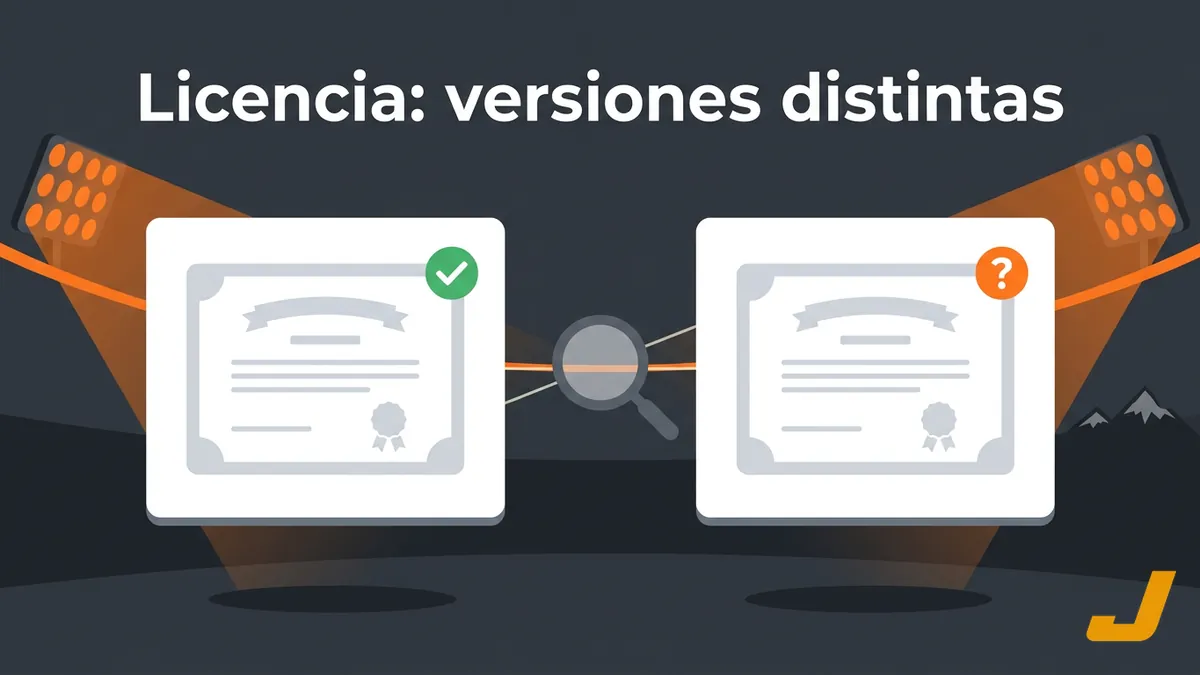 Comparación de versiones sobre la licencia y empresa operadora de Juegalopro