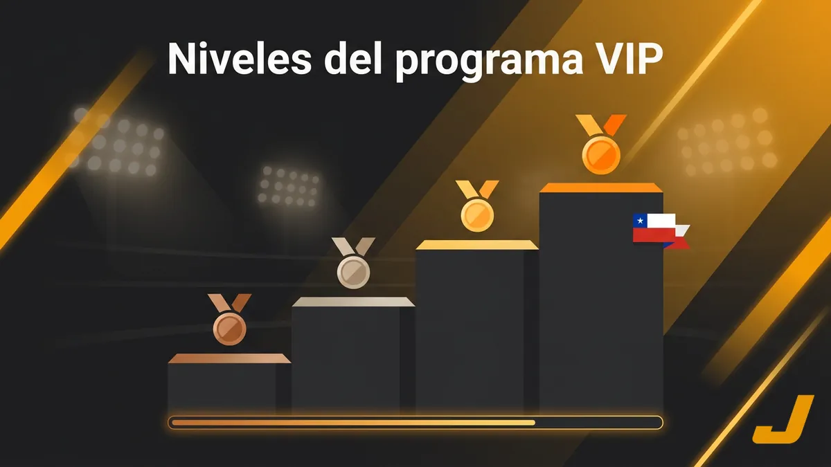 Cuatro niveles de beneficios del programa de fidelidad VIP de Juegalopro Chile en forma de escalera